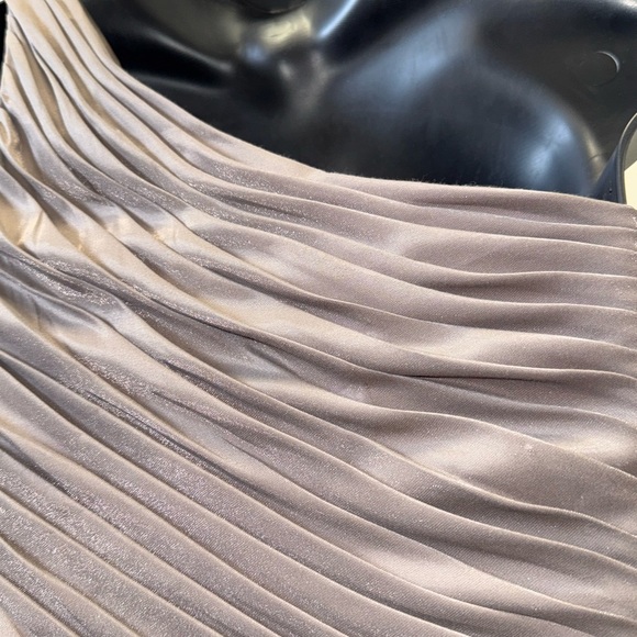 NWT Cache One-Shoulder Ruched Dress with beaded details Size 12 in Mink - Picture 7 of 13